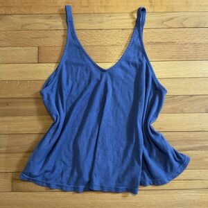 Free People Blue Ribbed V‑Neck Tank